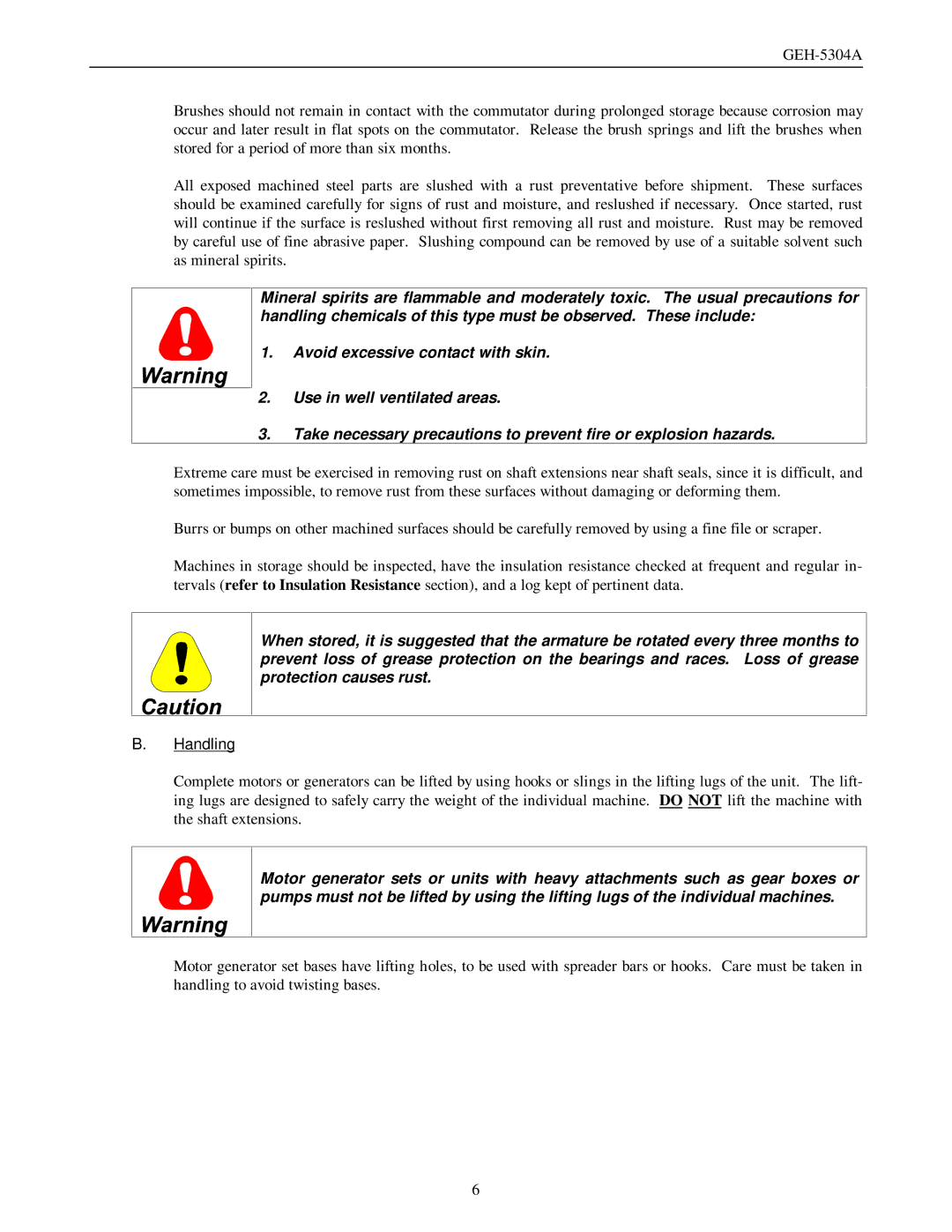 GE GEH-5304A manual Handling 