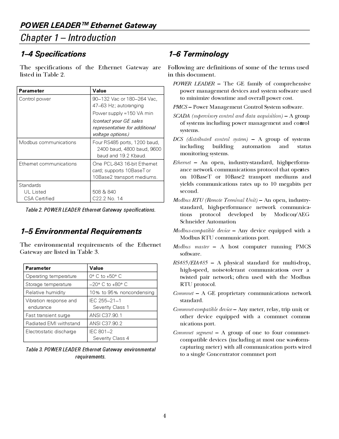 GE GEH6505A manual Specifications Terminology, Environmental Requirements 