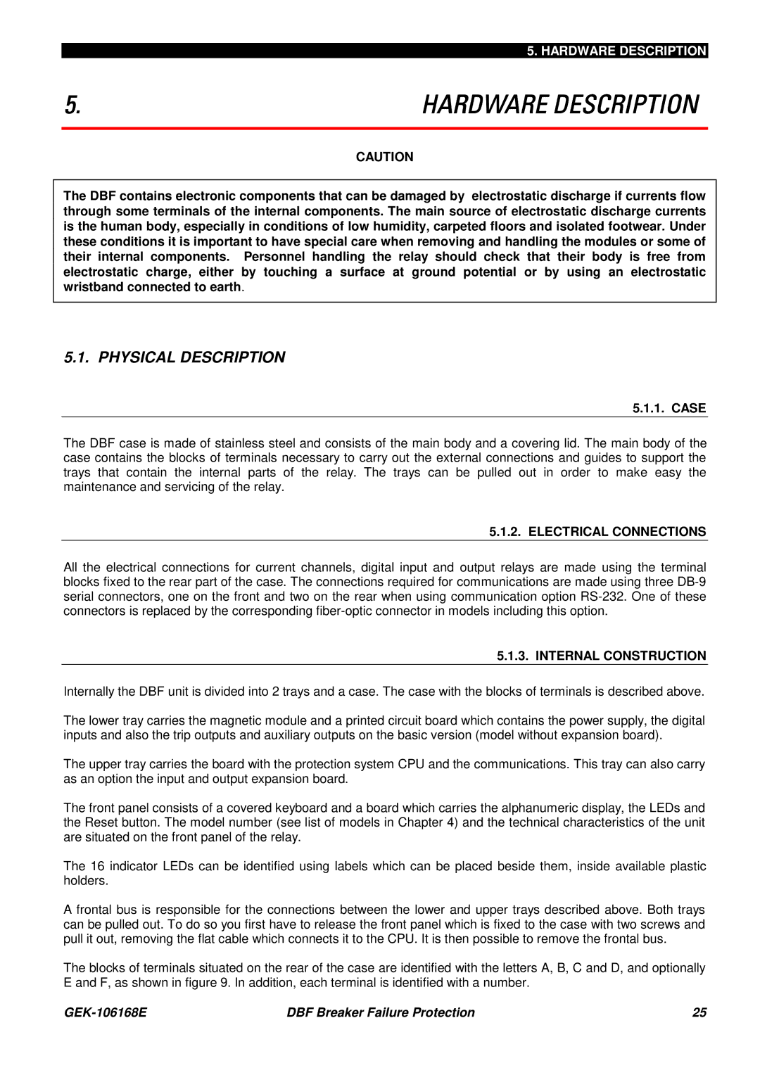 GE GEK 106168E manual Physical Description, Case, Electrical Connections, Internal Construction 