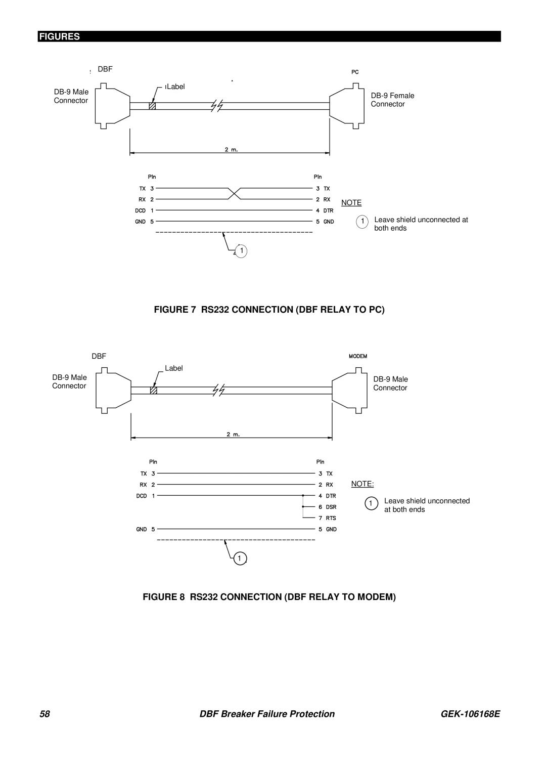 GE GEK 106168E manual RS232 Connection DBF Relay to PC 