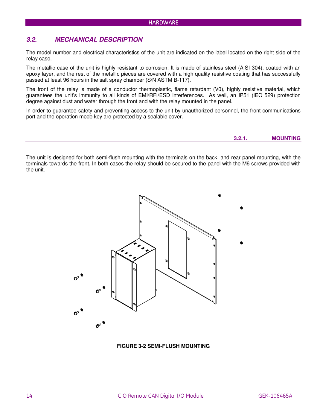 GE GEK-106465A instruction manual Mechanical Description, Mounting 