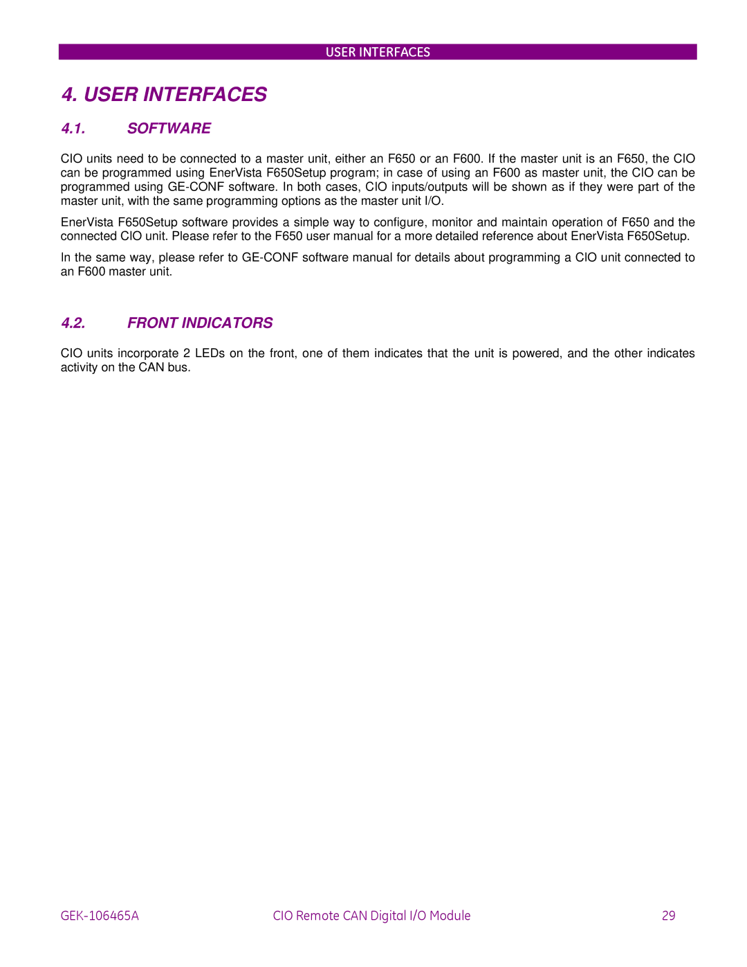 GE GEK-106465A instruction manual Software, Front Indicators 