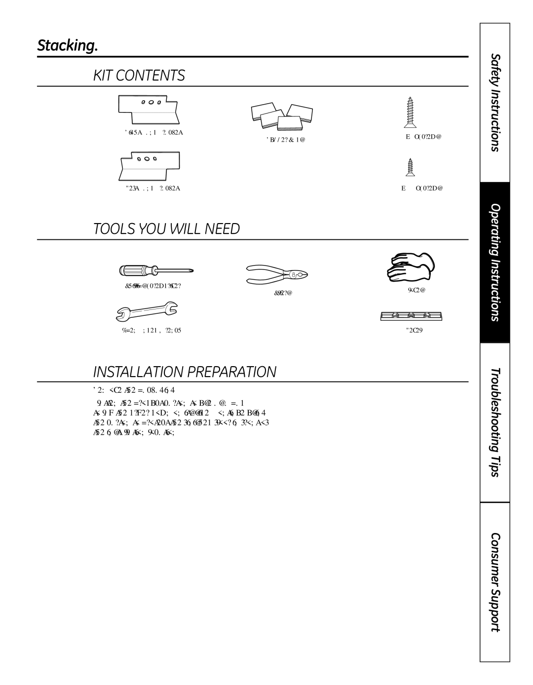 GE 364B7130P001, GFDN110 owner manual KIT Contents, Installation Preparation 