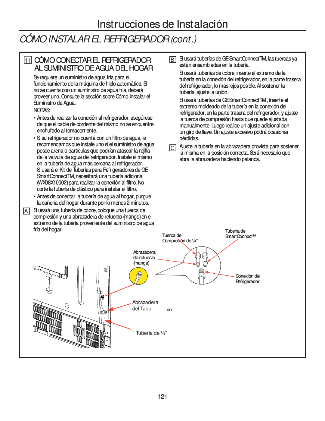 GE GFE28HMHES, GFE28HGHBB, GFE28HSHSS Instrucciones de Instalación, CÓMO INSTALAR EL REFRIGERADOR cont, Notas 