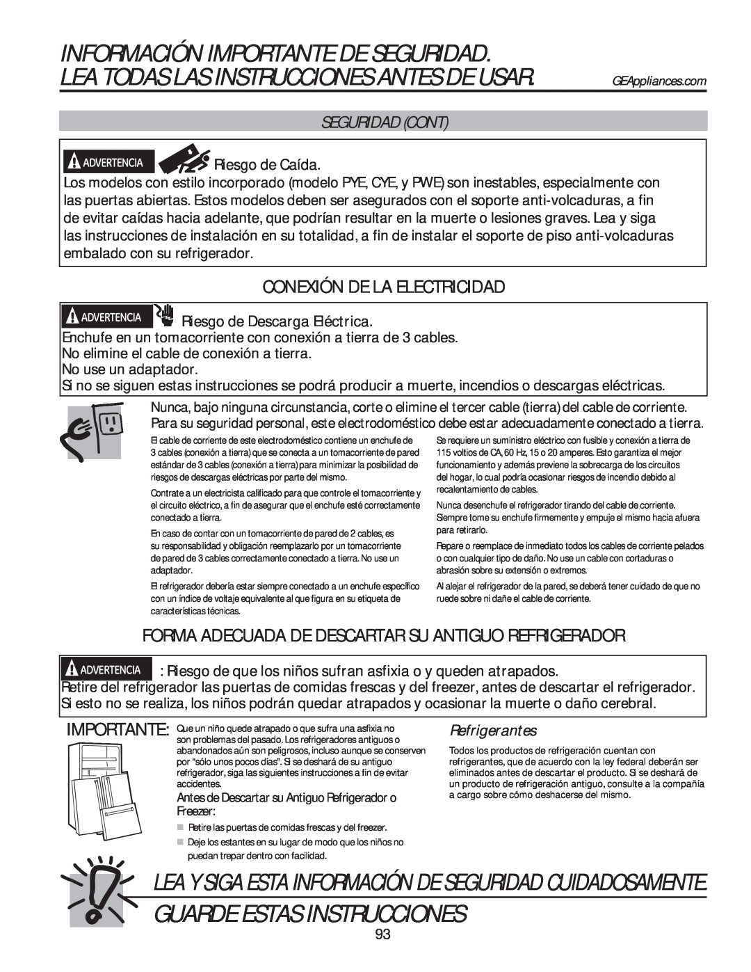 GE GFE28HGHBB Guarde Estas Instrucciones, Lea Todas Las Instrucciones Antes De Usar, Conexión De La Electricidad 