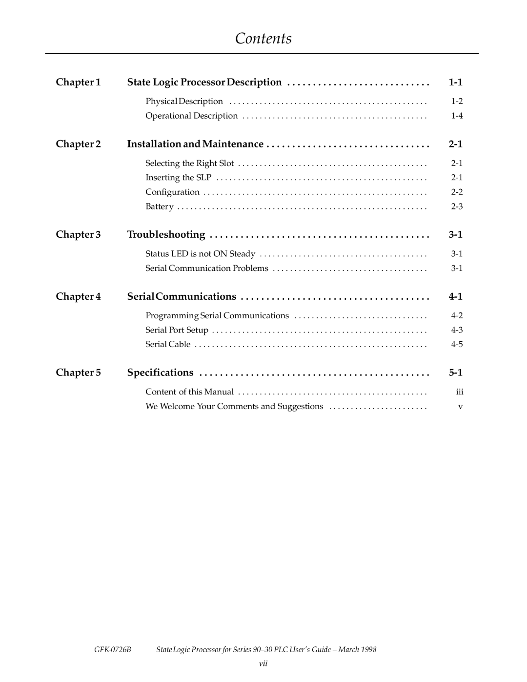 GE GFK-0726B manual Contents 