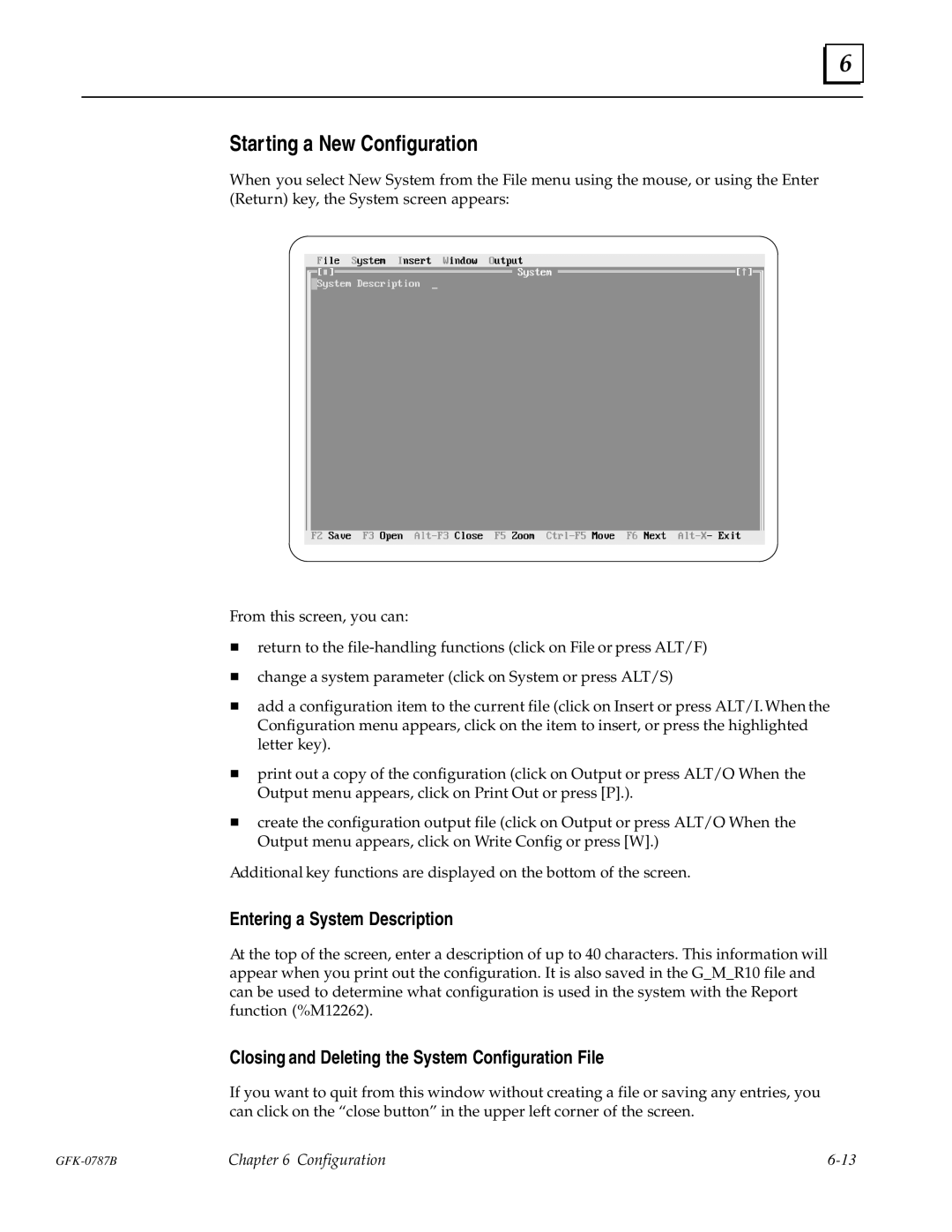 GE GFK-0787B user manual Starting a New Configuration, Entering a System Description 