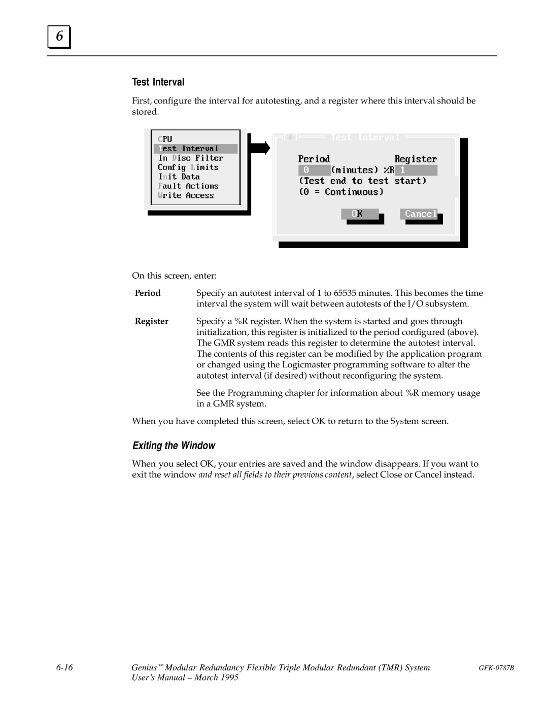 GE GFK-0787B user manual Test Interval, Period 