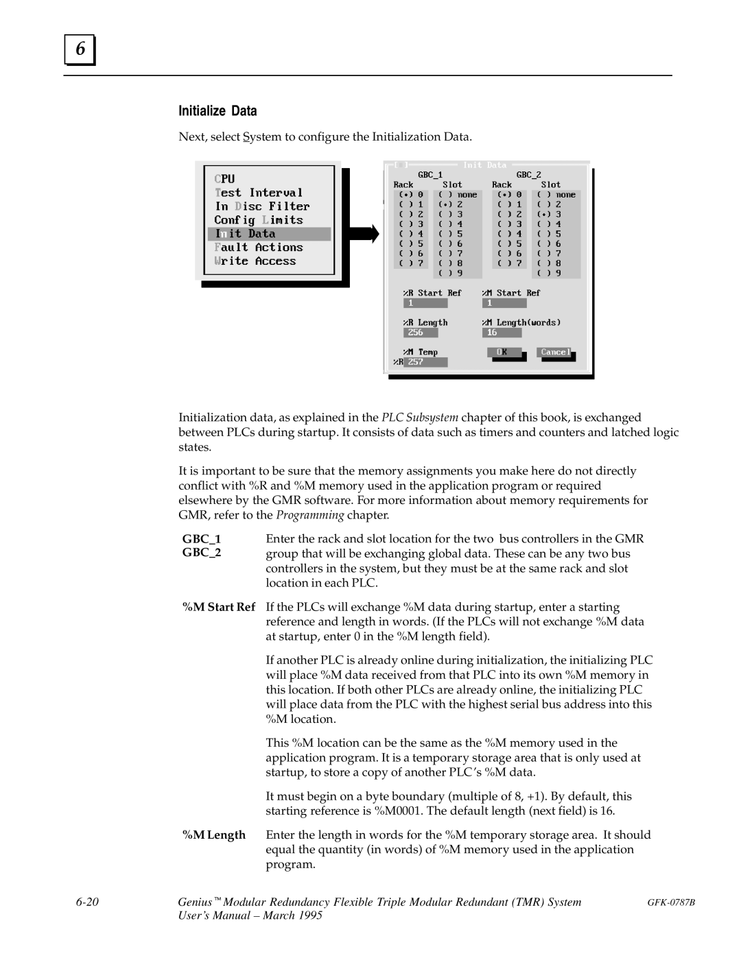 GE GFK-0787B user manual Initialize Data, GBC1 GBC2 