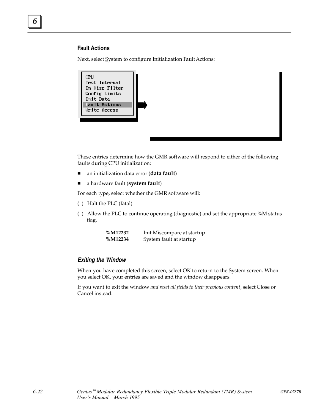 GE GFK-0787B user manual Fault Actions, M12232, M12234 