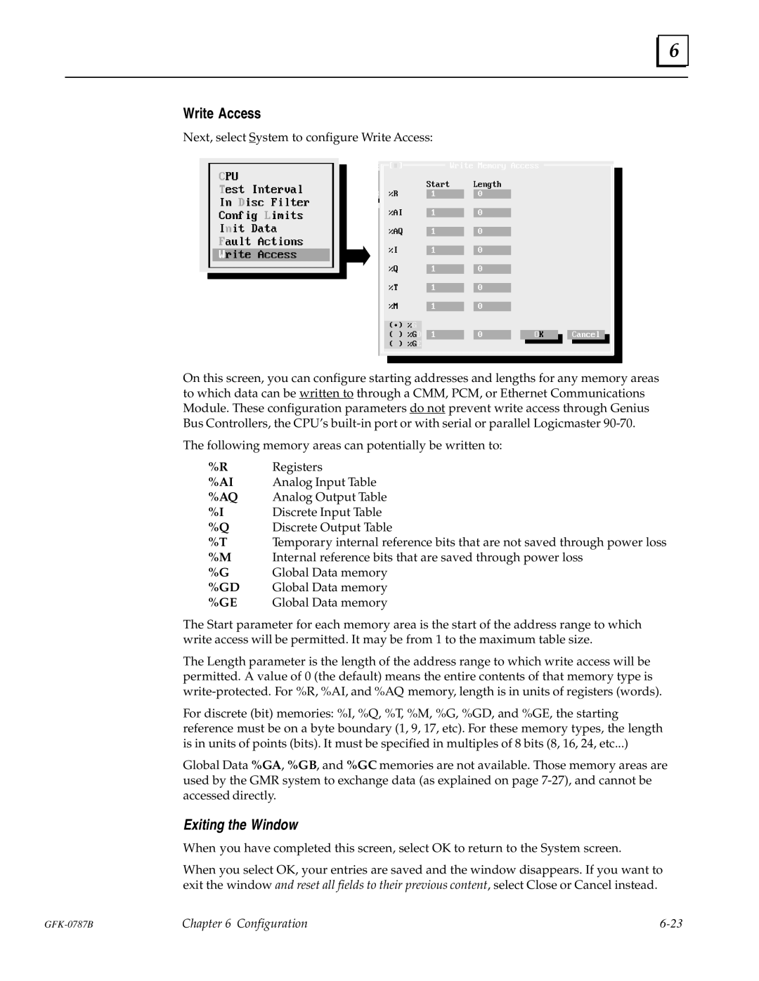 GE GFK-0787B user manual Write Access 