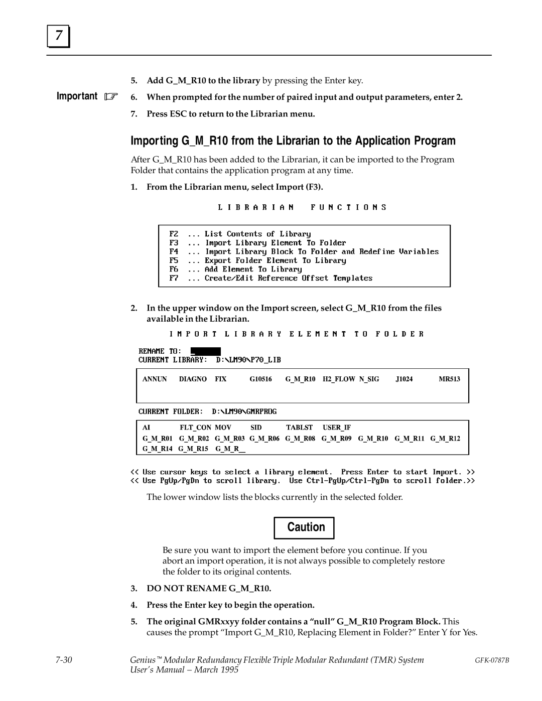 GE GFK-0787B user manual Do not Rename GMR10 