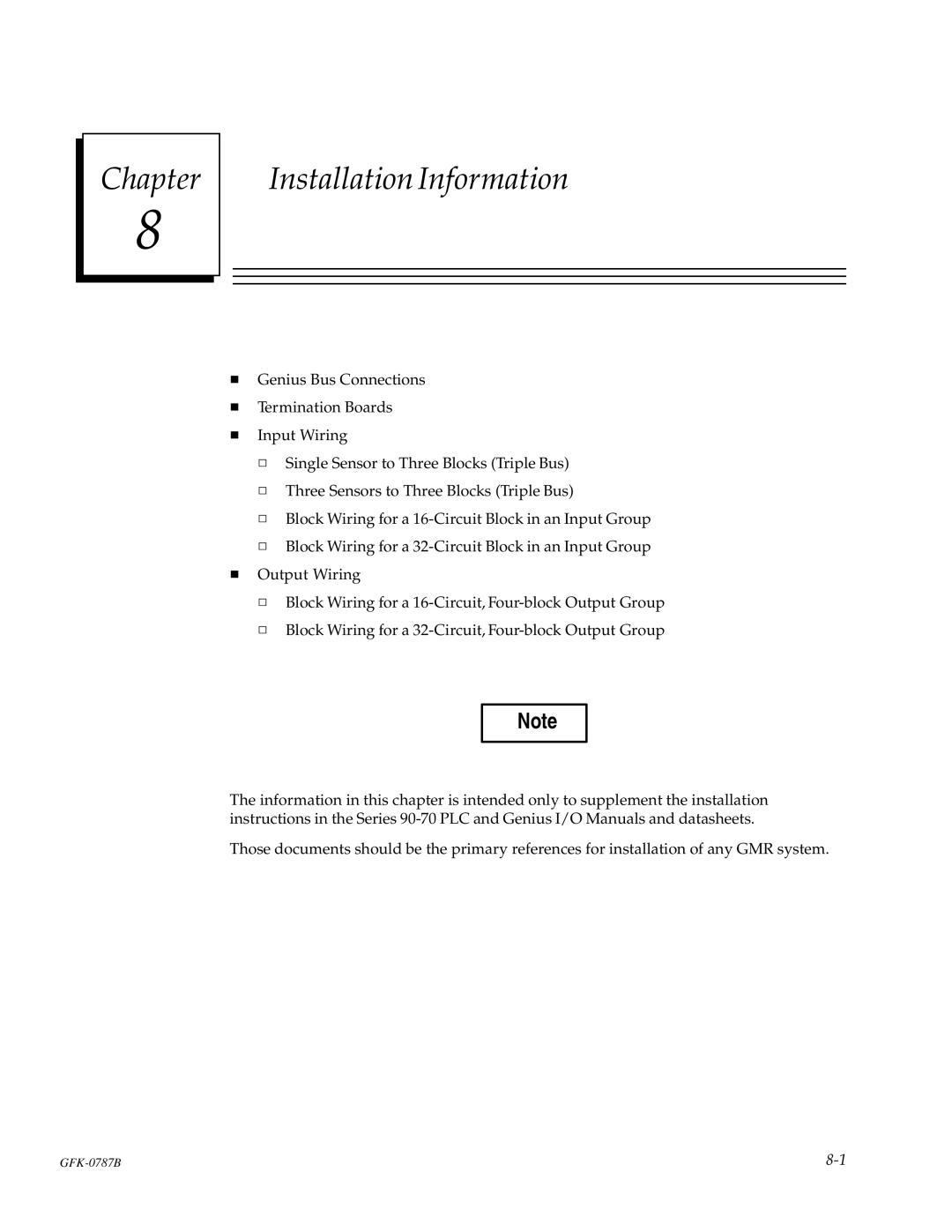 GE GFK-0787B user manual Chapter Installation Information 