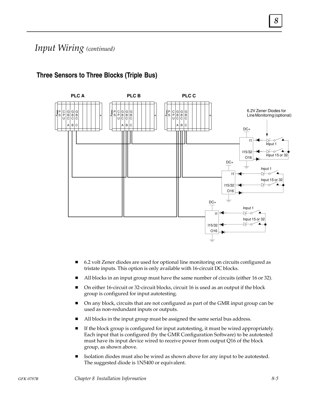 GE GFK-0787B user manual Three Sensors to Three Blocks Triple Bus 