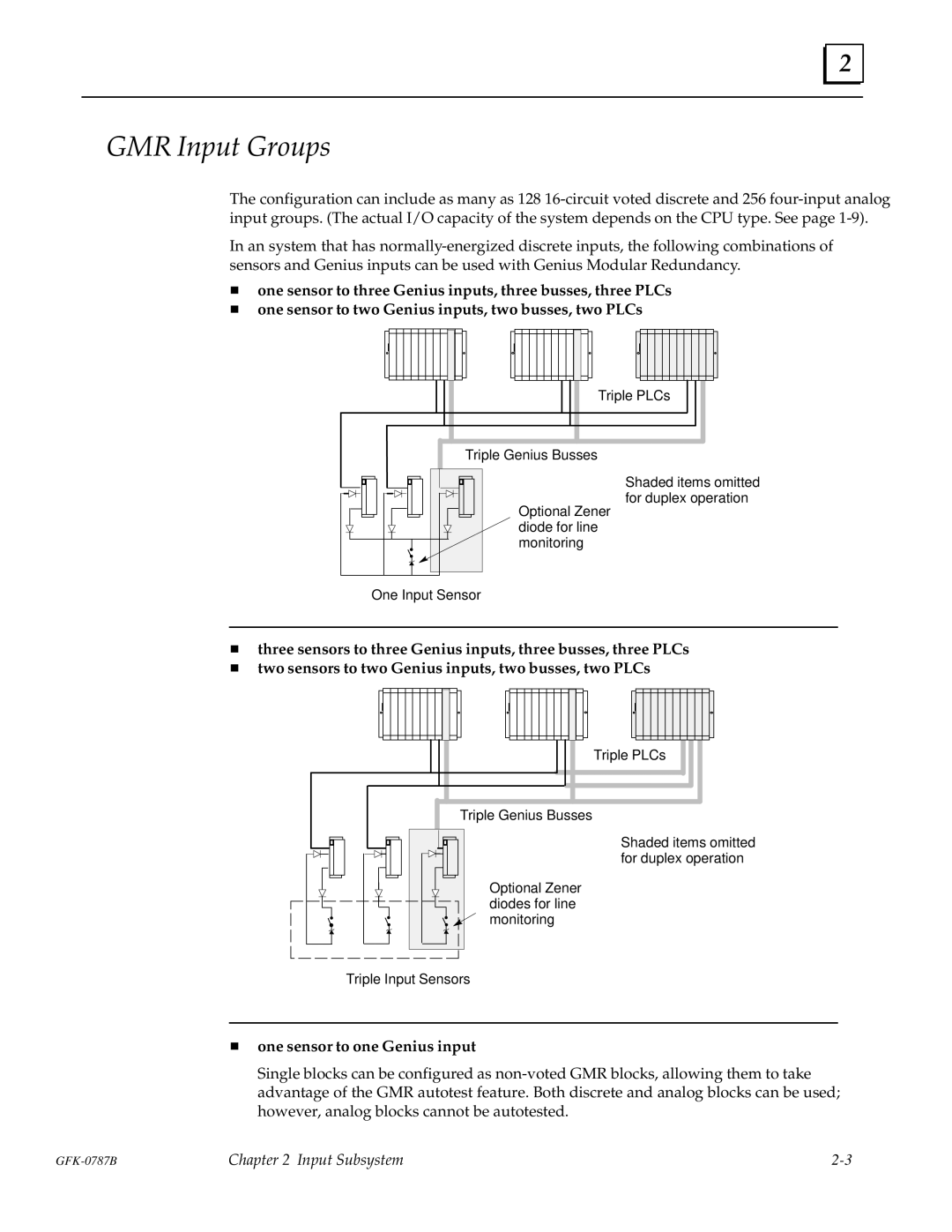 GE GFK-0787B user manual GMR Input Groups, One sensor to one Genius input 