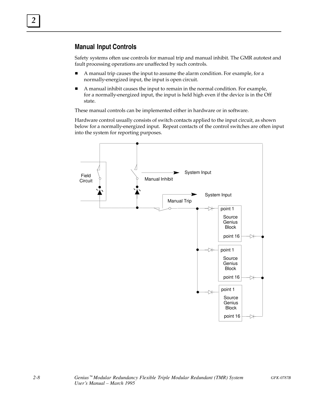 GE GFK-0787B user manual Manual Input Controls 