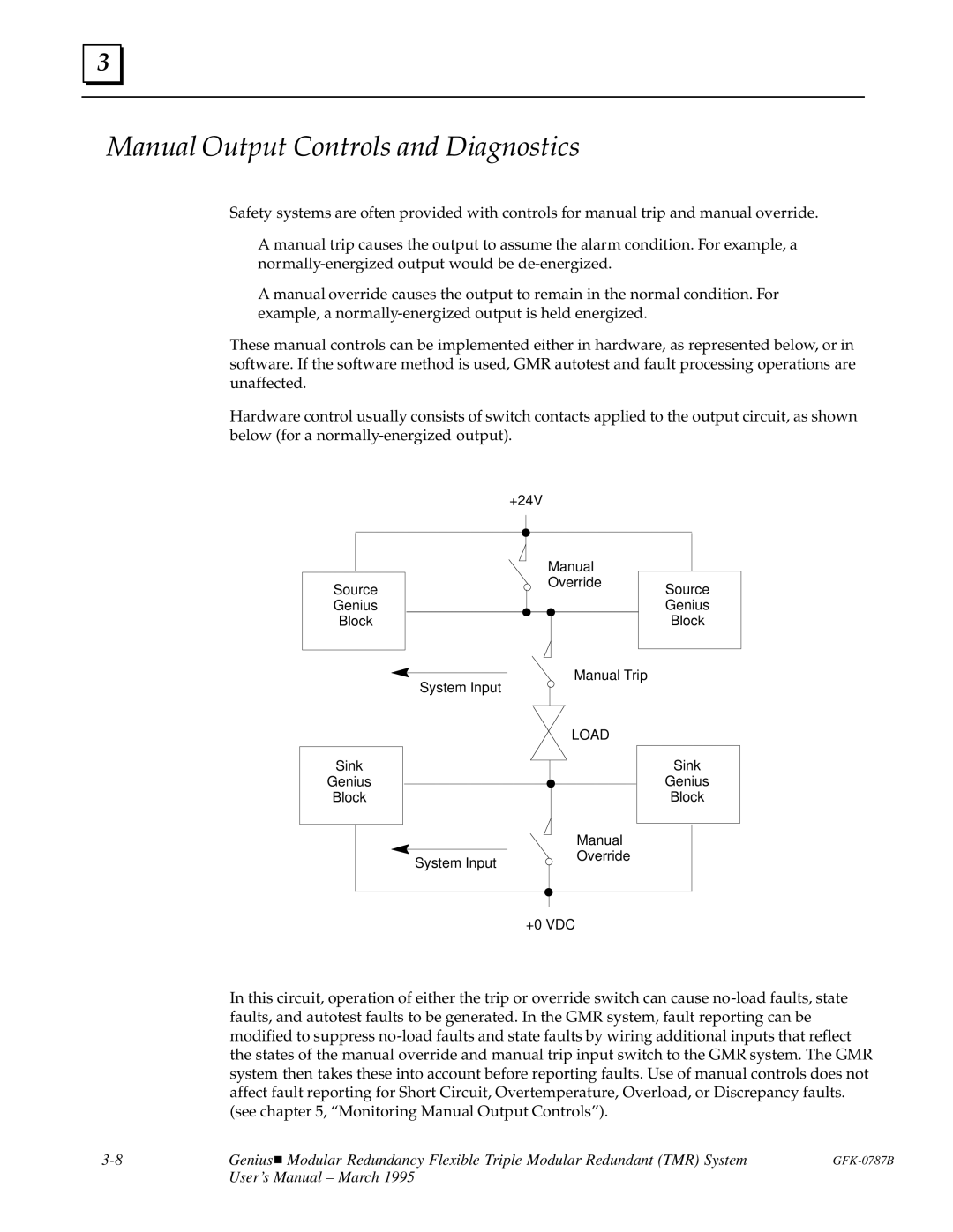 GE GFK-0787B user manual Manual Output Controls and Diagnostics 