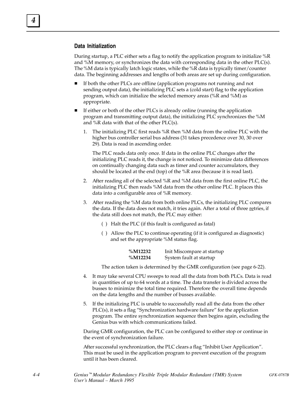 GE GFK-0787B user manual Data Initialization 