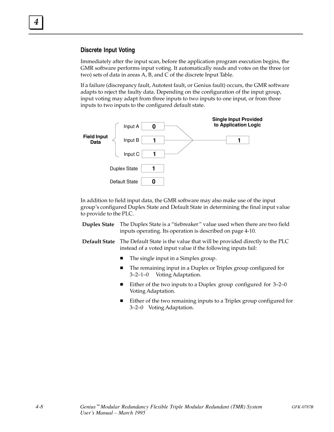 GE GFK-0787B user manual Discrete Input Voting 