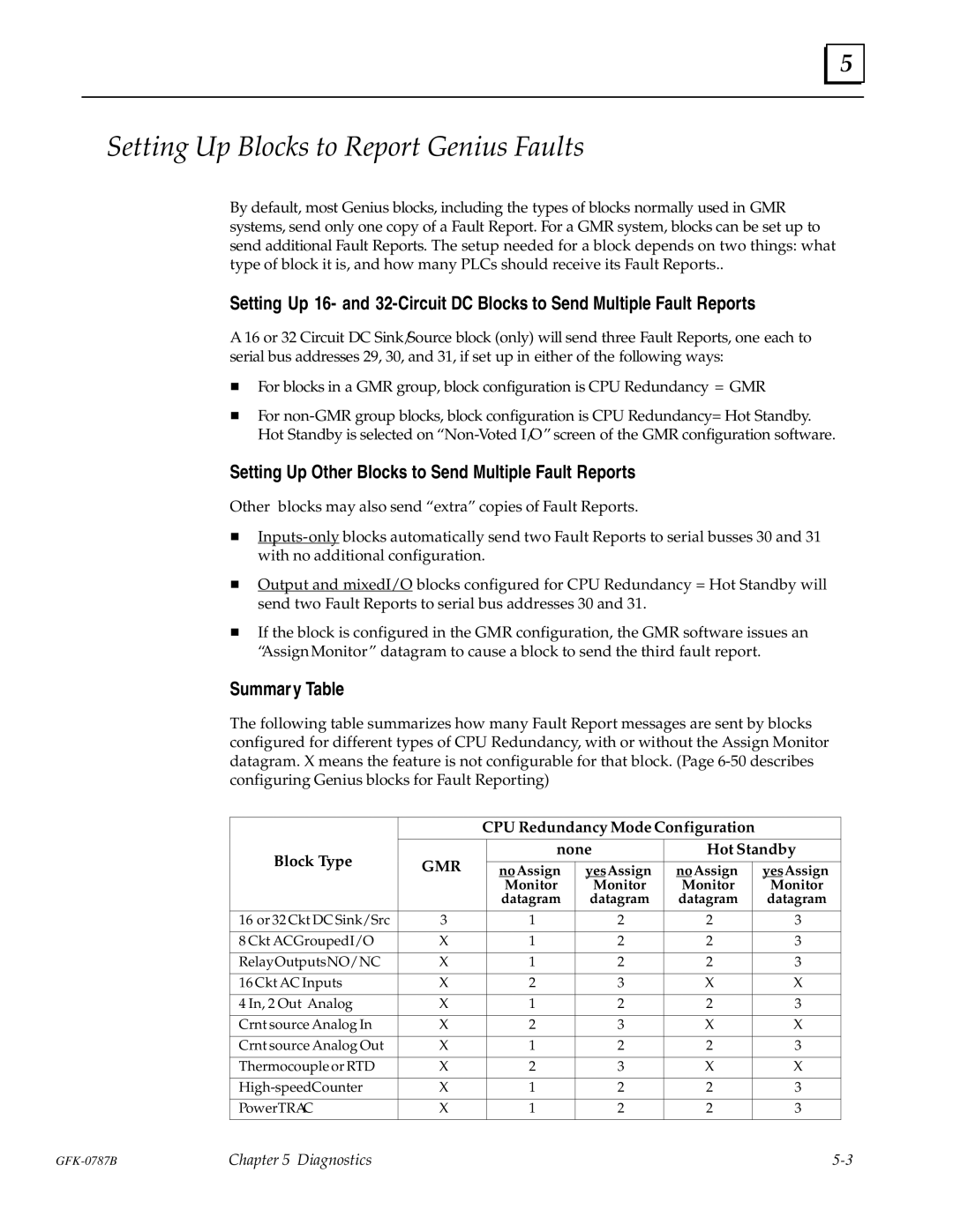 GE GFK-0787B user manual Setting Up Blocks to Report Genius Faults, Setting Up Other Blocks to Send Multiple Fault Reports 