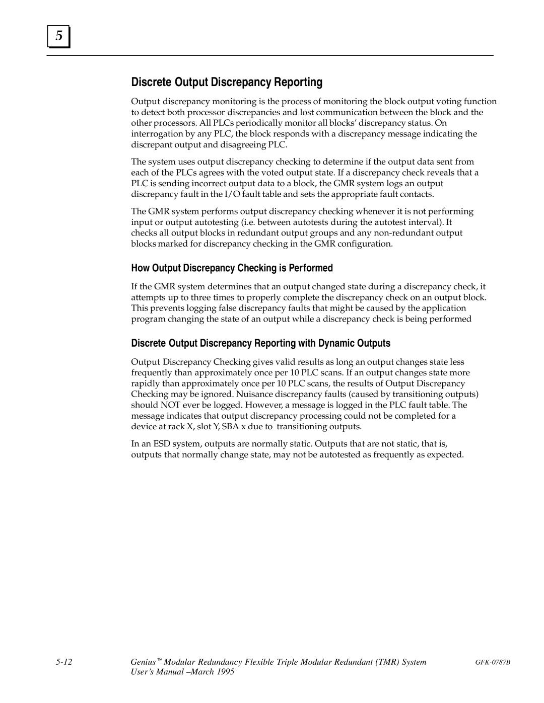 GE GFK-0787B user manual Discrete Output Discrepancy Reporting, How Output Discrepancy Checking is Performed 