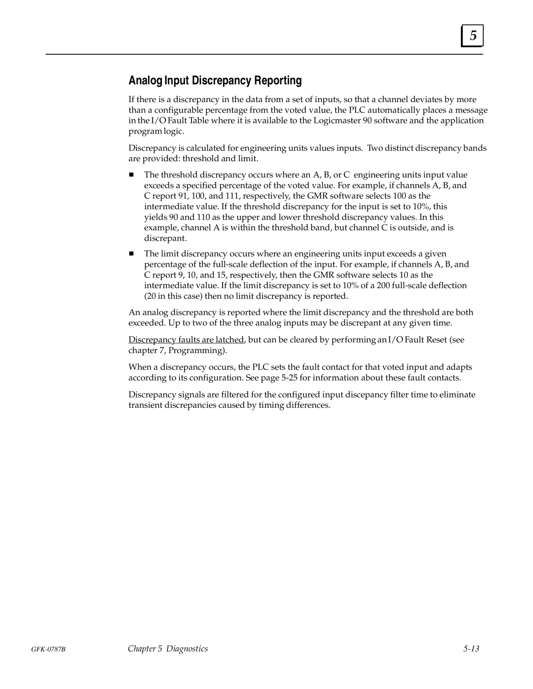 GE GFK-0787B user manual Analog Input Discrepancy Reporting 