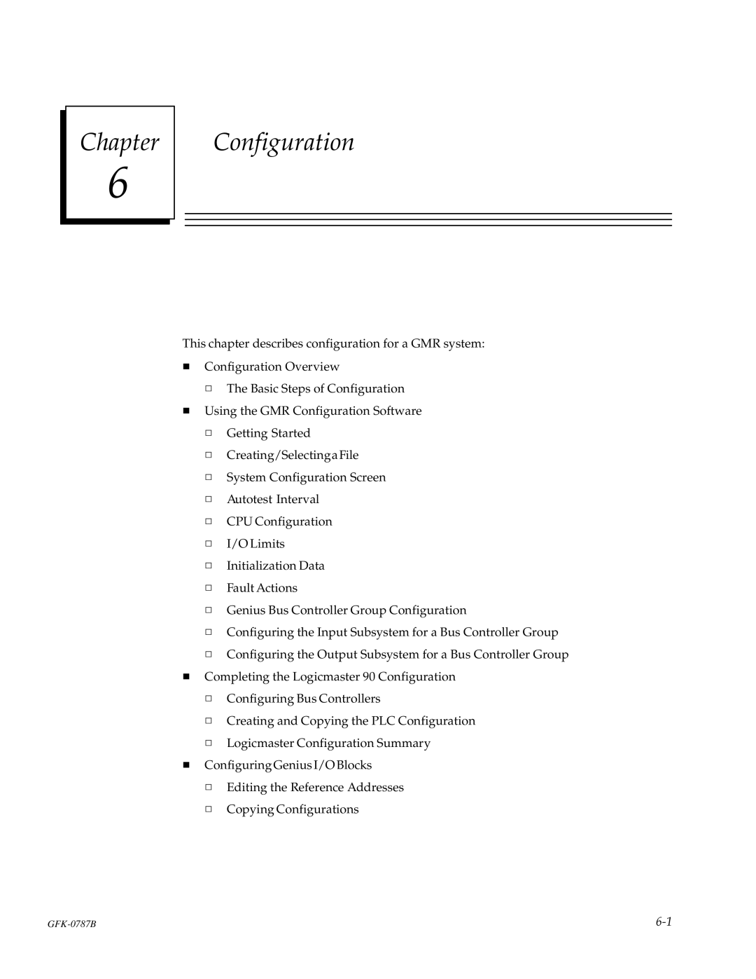 GE GFK-0787B user manual Chapter Configuration 