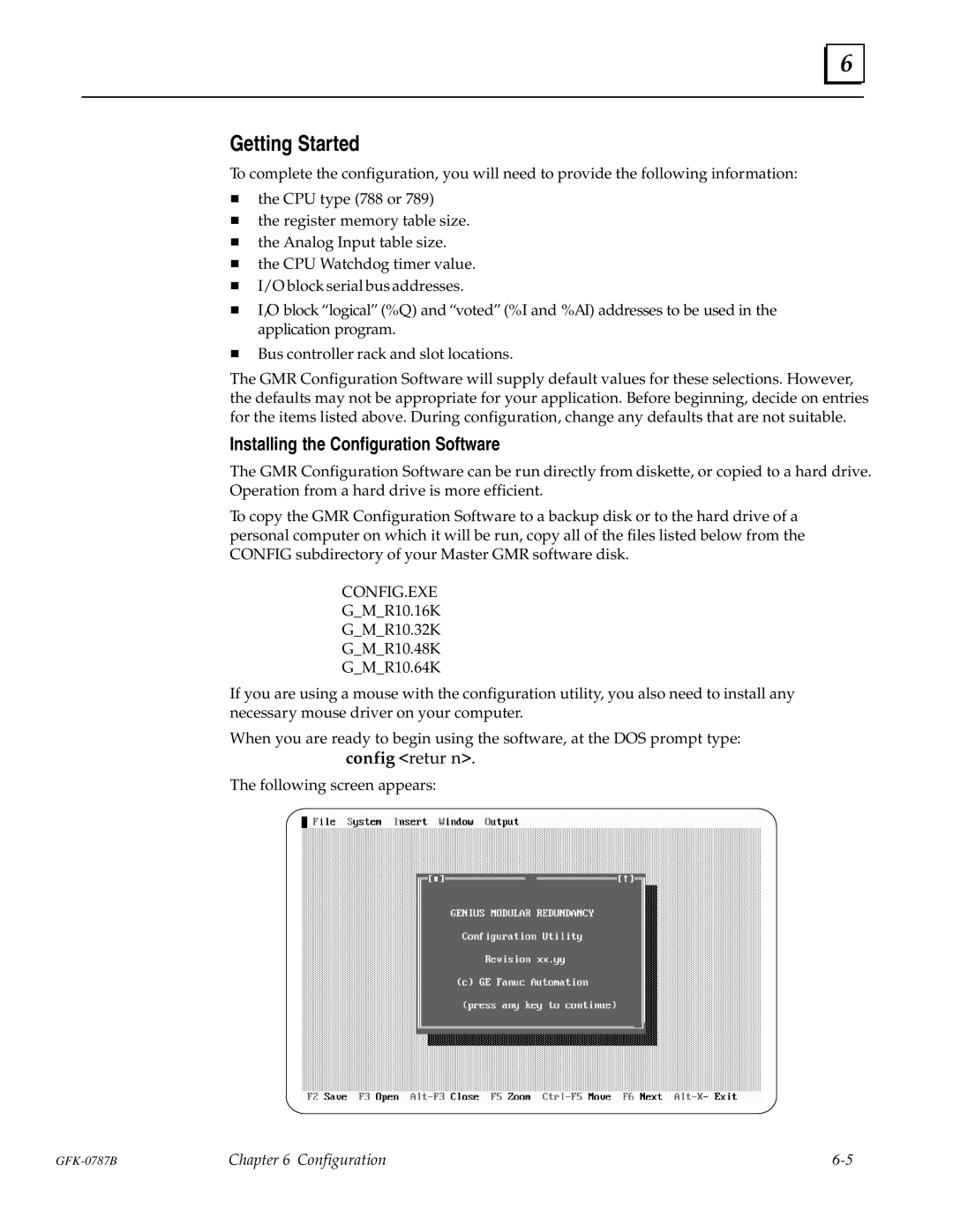 GE GFK-0787B user manual Getting Started, Installing the Configuration Software 