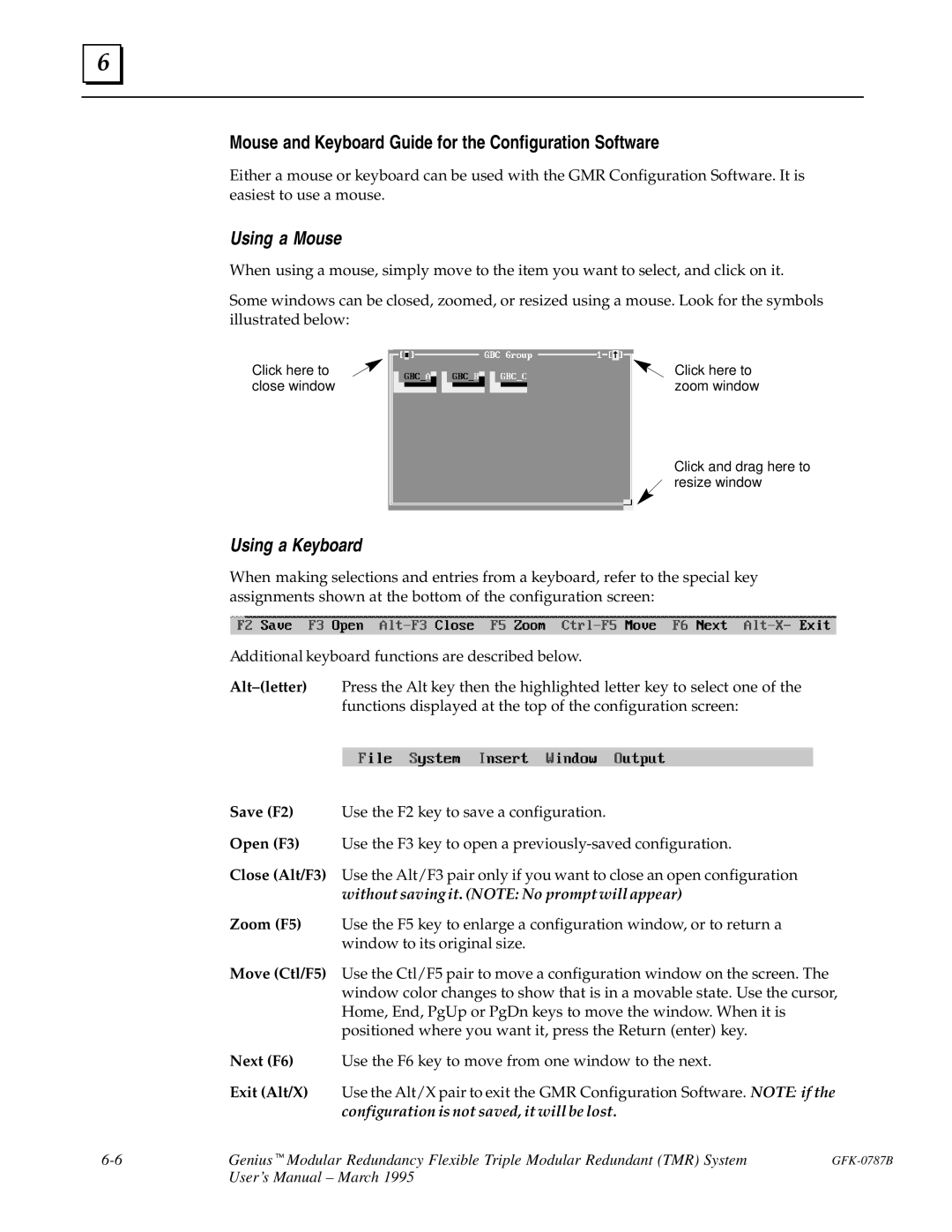 GE GFK-0787B user manual Mouse and Keyboard Guide for the Configuration Software, Using a Mouse 