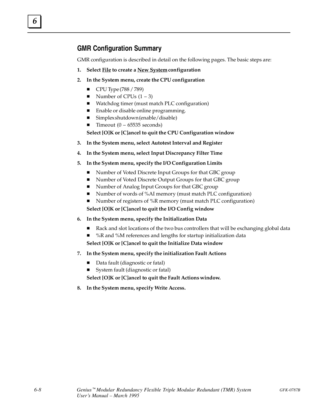 GE GFK-0787B user manual GMR Configuration Summary 