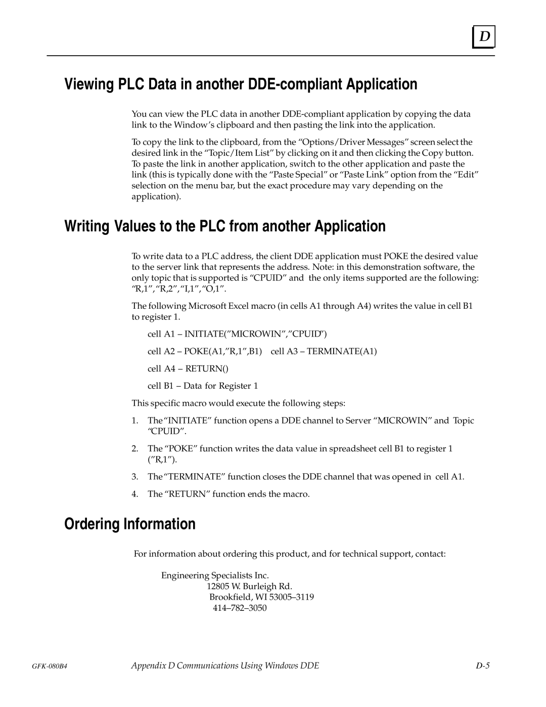 GE GFK-0804B Viewing PLC Data in another DDE-compliant Application, Writing Values to the PLC from another Application 