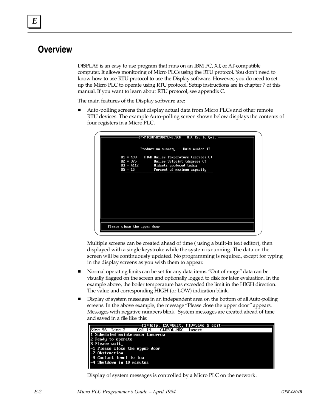 GE GFK-0804B manual Overview 