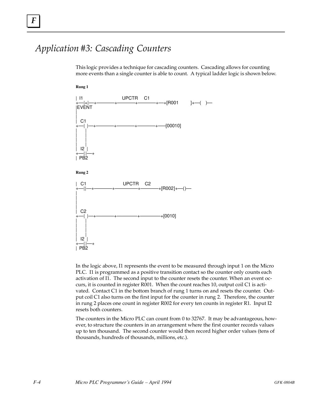 GE GFK-0804B manual Application #3 Cascading Counters 