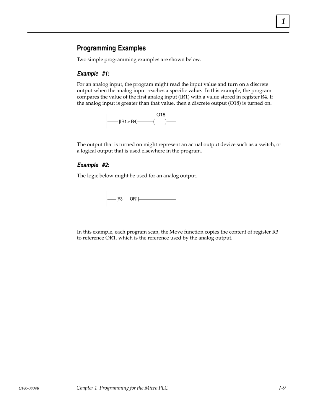 GE GFK-0804B manual Programming Examples, Example #1 