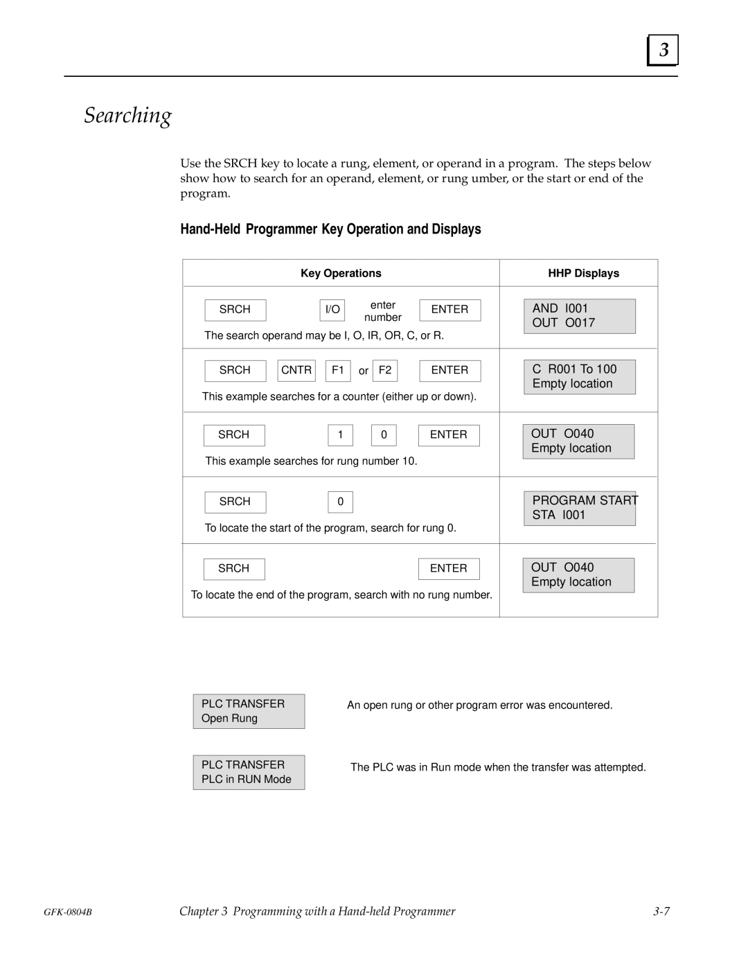 GE GFK-0804B manual Searching 