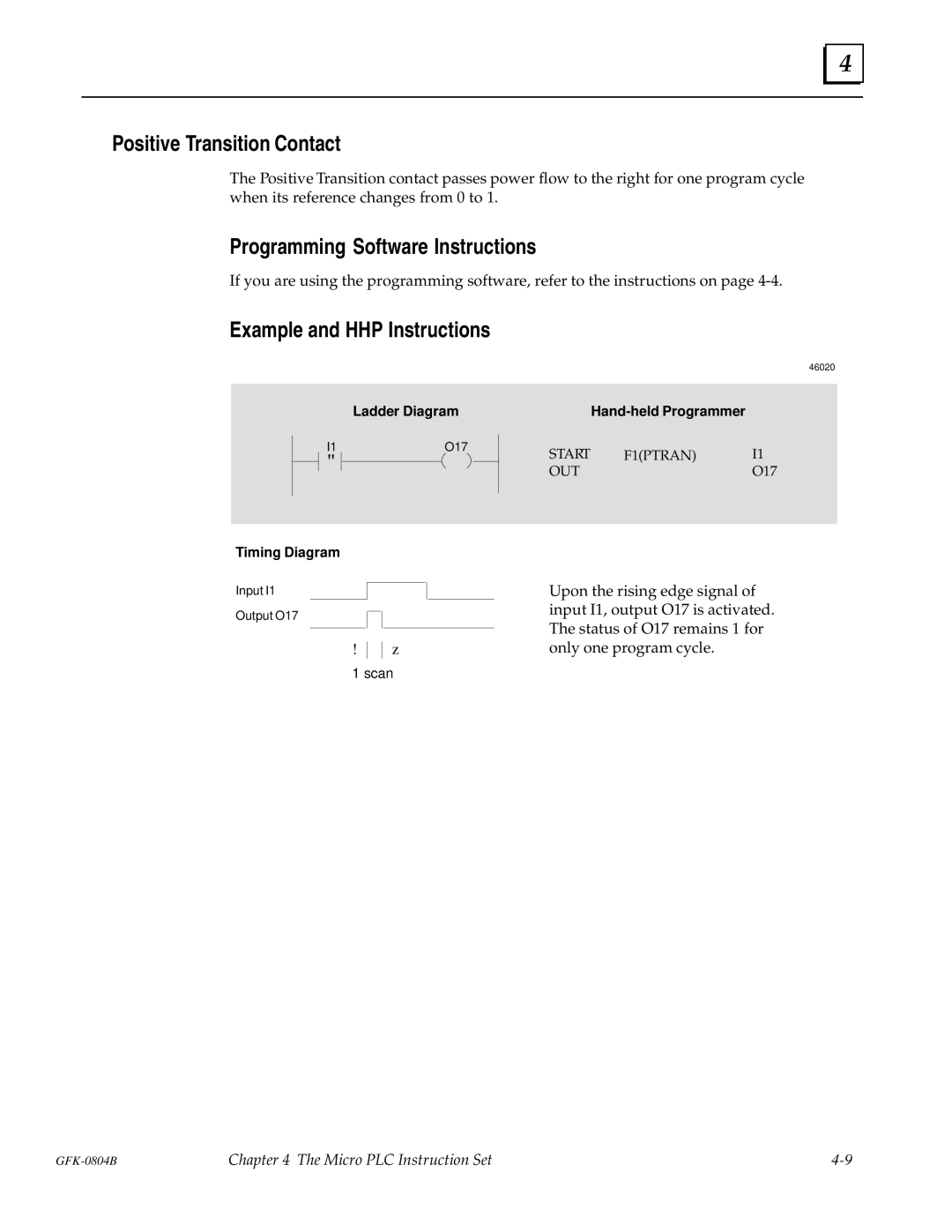 GE GFK-0804B manual Positive Transition Contact, Example and HHP Instructions 