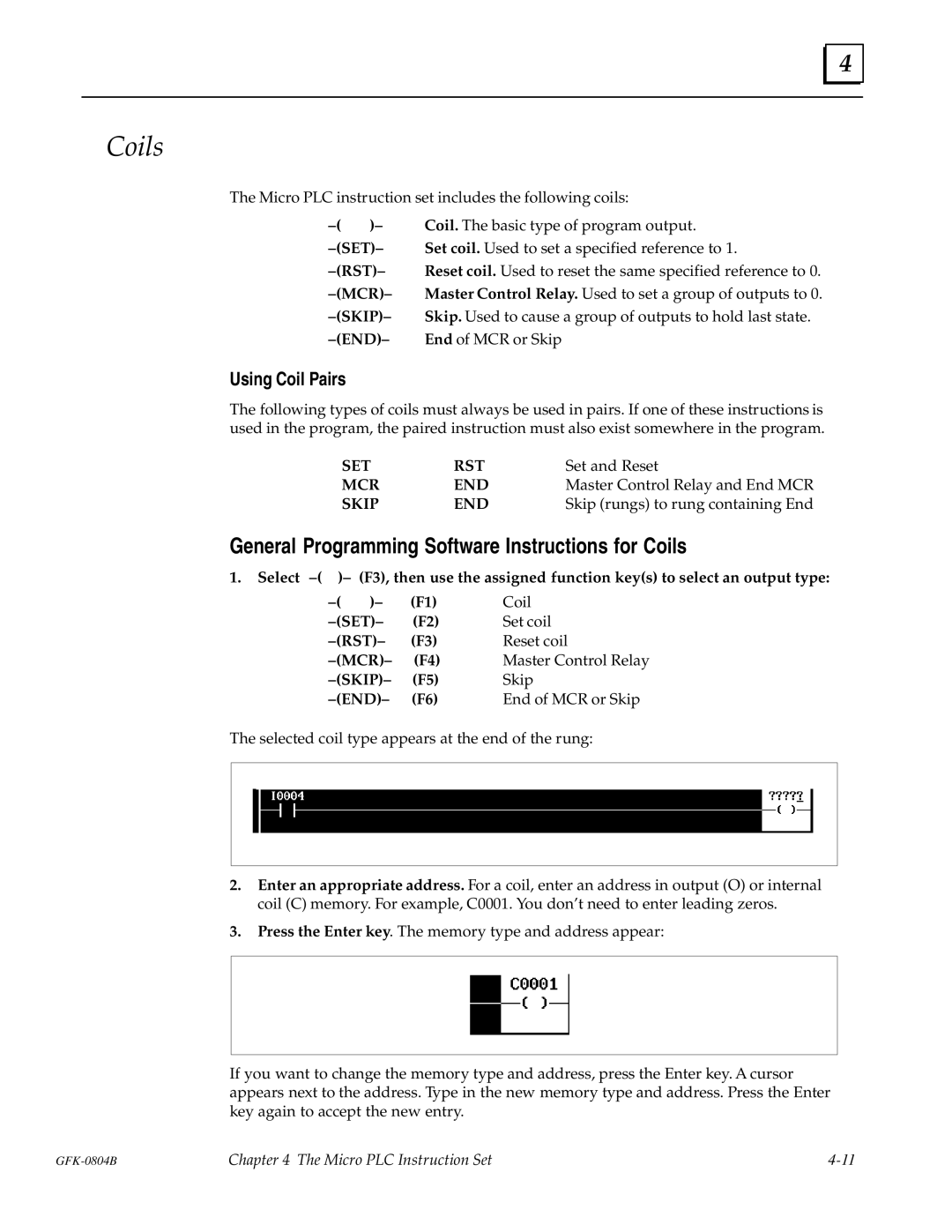 GE GFK-0804B manual General Programming Software Instructions for Coils, Using Coil Pairs 