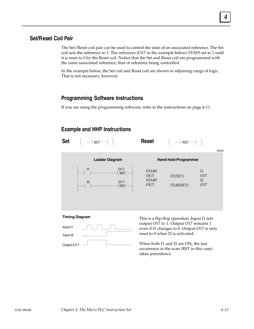 GE GFK-0804B manual Set/Reset Coil Pair, Example and HHP Instructions Set 