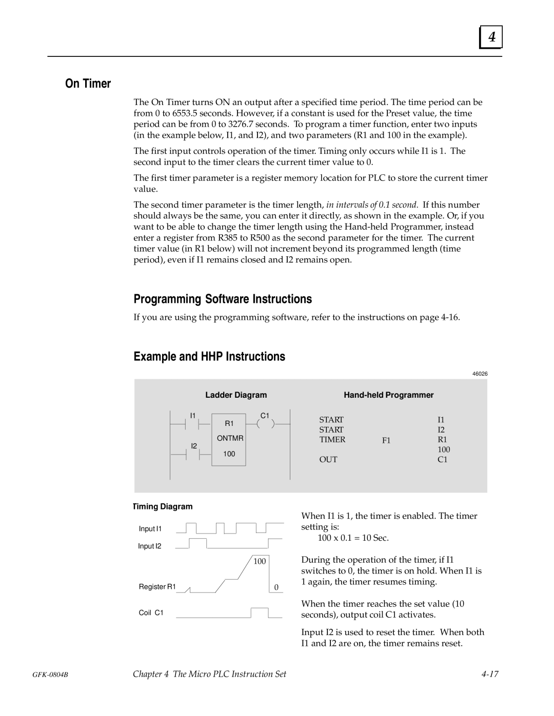 GE GFK-0804B manual On Timer 