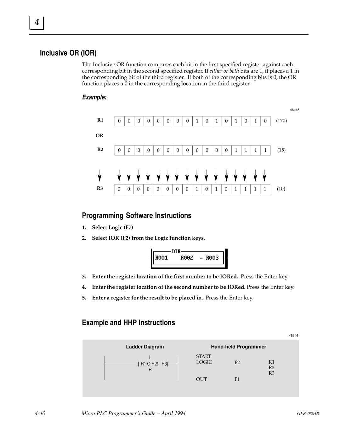 GE GFK-0804B manual Inclusive or IOR 