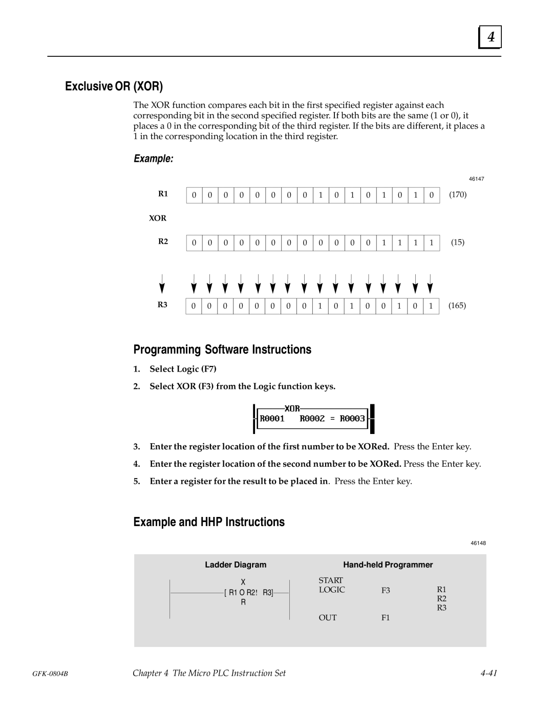 GE GFK-0804B manual Exclusive or XOR 