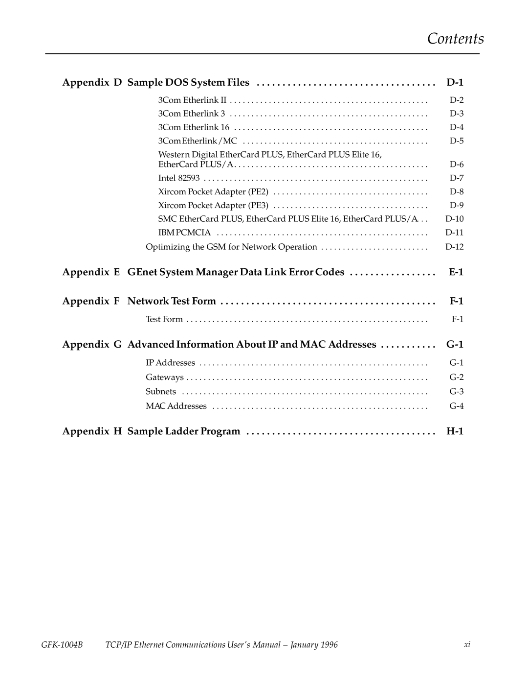 GE GFK-1004B user manual Appendix G Advanced Information About IP and MAC Addresses 