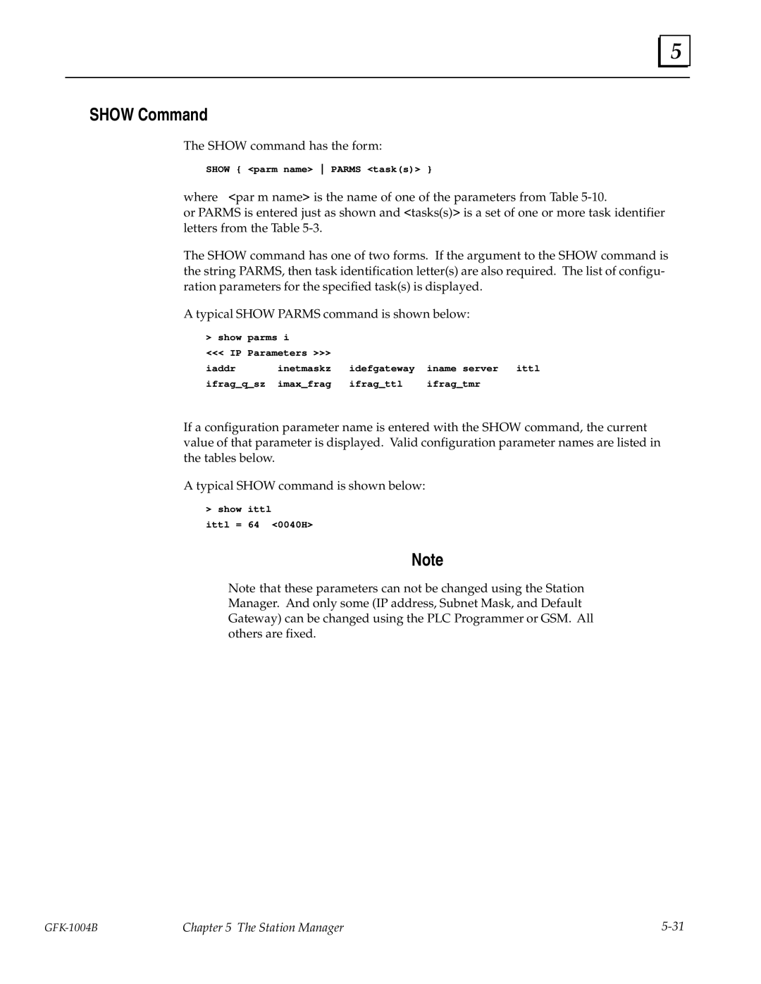 GE GFK-1004B user manual Show Command 