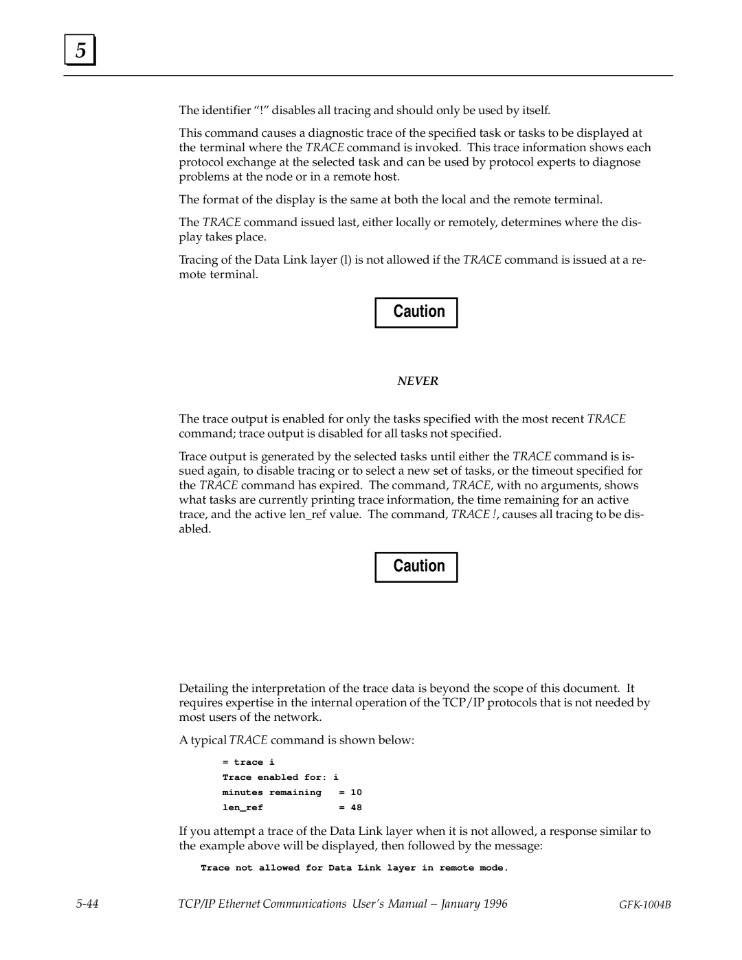 GE GFK-1004B user manual = trace Trace enabled for Minutes Remaining = Lenref 