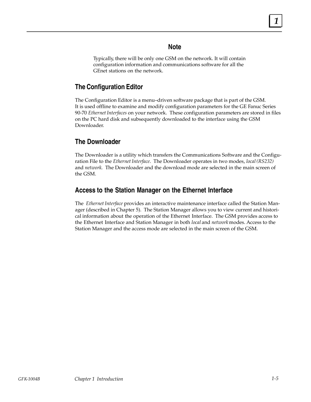 GE GFK-1004B user manual Configuration Editor, Downloader, Access to the Station Manager on the Ethernet Interface 