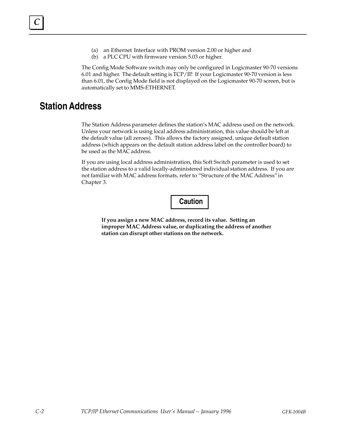 GE GFK-1004B user manual Station Address 