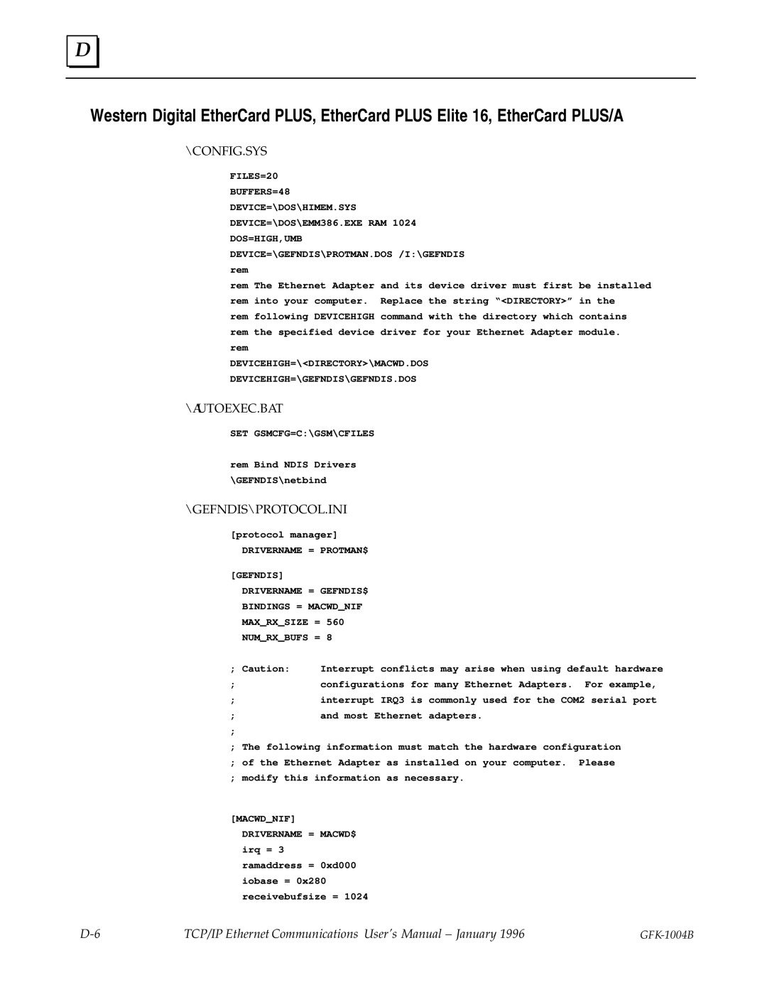 GE GFK-1004B user manual Macwdnif 