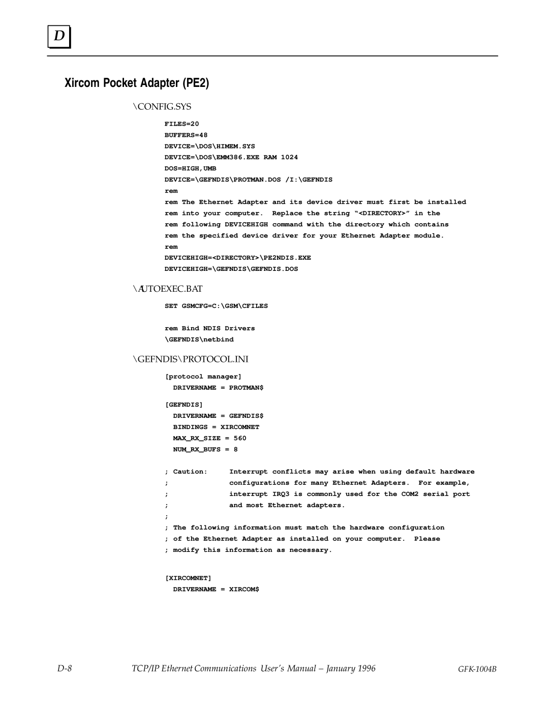 GE GFK-1004B user manual Xircom Pocket Adapter PE2 