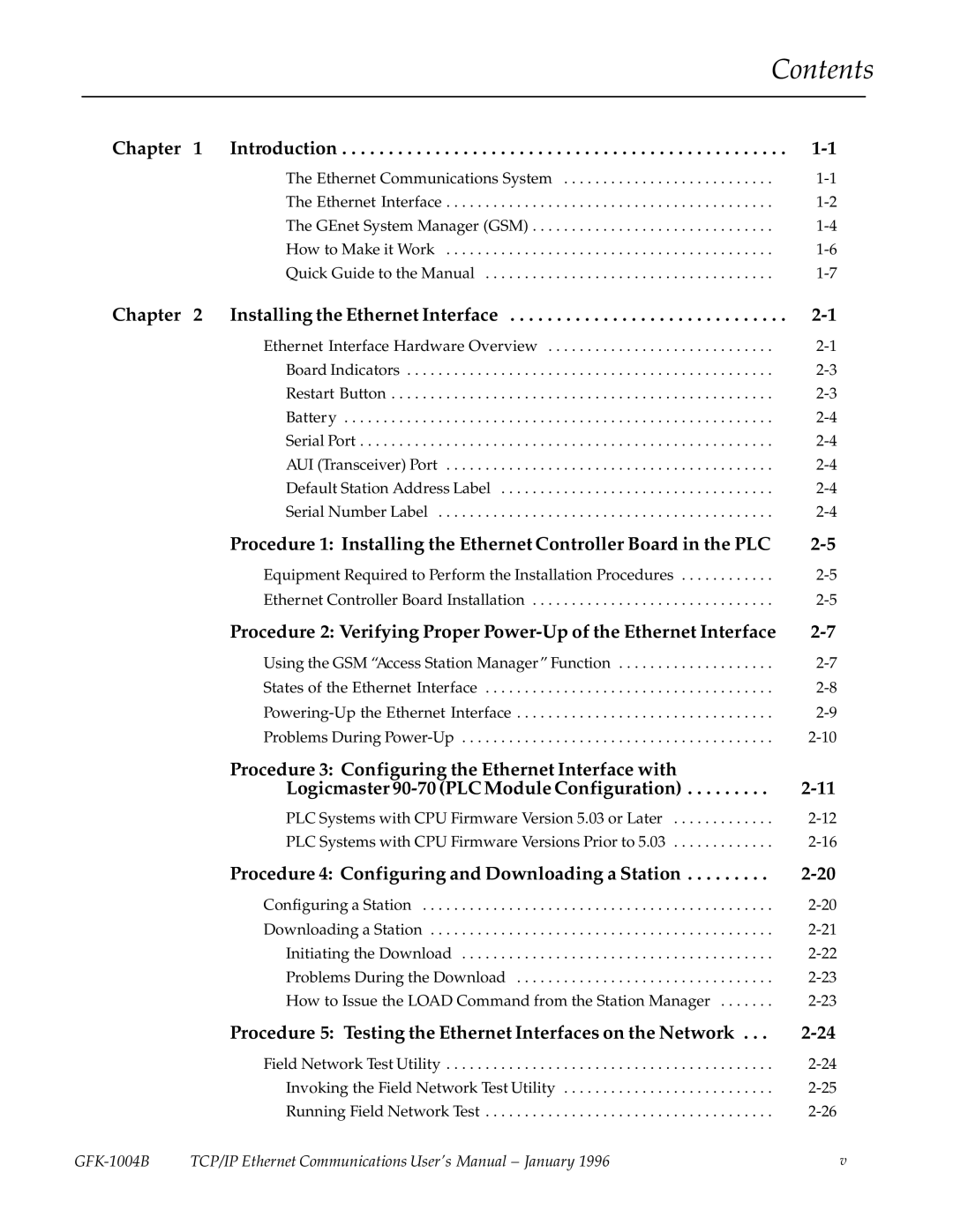 GE GFK-1004B user manual Contents 