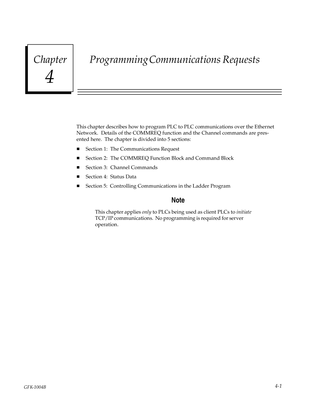 GE GFK-1004B user manual Chapter ProgrammingCommunications Requests 